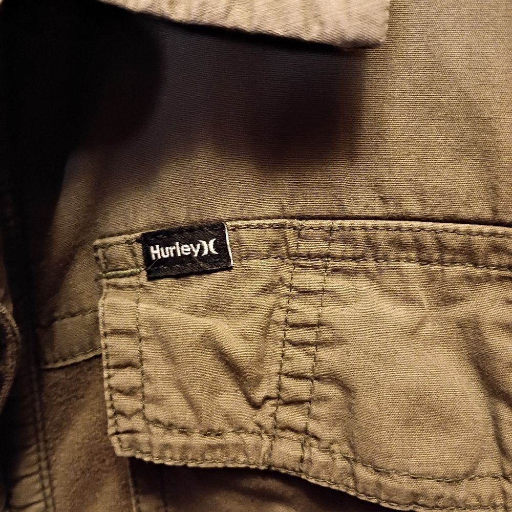 Vintage Y2K Hurley Military M-65 Field Jacket Olive Green Canvas Utility Shacket - Picture 5 of 14